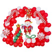 Kit de balões de Natal, 127 unidades de balões de látex, Papai Noel Elk Kit de balões de Natal, 127 unidades de balões de látex, Papai Noel Elk