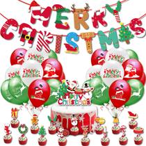 Kit de balões de Natal 43 unidades de balões de látex com Papai Noel e banner Kit de balões de Natal 43 unidades de balões de látex com Papai Noel e banner