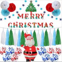 Kit de balões de Natal Merry, 39 unidades com borlas e pompons