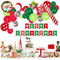 Kit de balões de Natal Merry 53 unidades de látex de 12 polegadas com banner Kit de balões de Natal Merry 53 unidades de látex de 12 polegadas com banner
