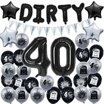 Kit de balões Dirty 40 Birthday 31 peças de caveira preta e caixão