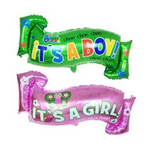 Kit de balões É UM MENINO É UMA MENINA Mylar 94x40cm 42g 2 unidades Kit de balões É UM MENINO É UMA MENINA Mylar 94x40cm 42g 2 unidades