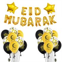Kit de balões EID MUBARAK 34 unidades Mylar Gold Star Letter