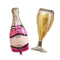 Kit de balões, garrafa e copo de champanhe rosa Mylar x2 Kit de balões, garrafa e copo de champanhe rosa Mylar x2