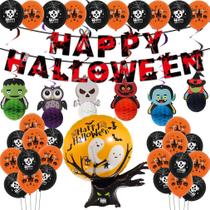 Kit de balões Ghost Tree 35 unidades com balões de alumínio de látex Banner