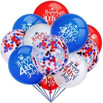 Kit de balões Happy 4th July Vermelho Azul Branco Latex x12 Kit de balões Happy 4th July Vermelho Azul Branco Latex x12