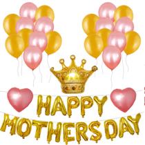Kit de balões Happy Mothers Day 40 unidades Mylar Crown Letter Ball Kit de balões Happy Mothers Day 40 unidades Mylar Crown Letter Ball