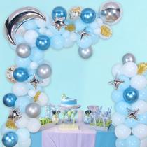 Kit de balões Ins Light Blue Moon Latex Foil 124 unidades Kit de balões Ins Light Blue Moon Latex Foil 124 unidades