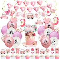 Kit de balões Just Married Love, rosa, branco, látex 36 unidades
