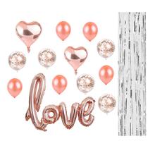 Kit de balões Love, 13 unidades de balões Mylar em ouro rosa, confetes Kit de balões Love, 13 unidades de balões Mylar em ouro rosa, confetes