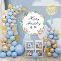 Kit de balões Macarons, confetes de látex azul e dourado, 84 unidades Kit de balões Macarons, confetes de látex azul e dourado, 84 unidades