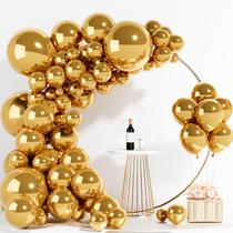 Kit de Balões Metalizados Dourados - 139 Unidades com Tamanhos Variados