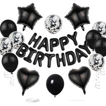 Kit de Balões Metalizados WEIKA para Aniversário - 27 Peças - Preto Kit de Balões Metalizados WEIKA para Aniversário - 27 Peças - Preto