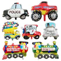 Kit de balões Mylar, 7 peças, veículos de desenho animado, carros para crianças Kit de balões Mylar, 7 peças, veículos de desenho animado, carros para crianças