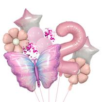 Kit de balões, papel alumínio para borboletas e flores, 10 unidades com 32, número 2