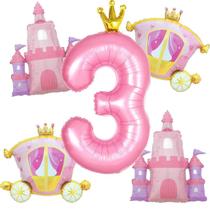 Kit de Balões para 3º Aniversário de Princesa Florisland 40 pol Rosa