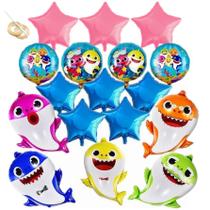 Kit de Balões para Festa KROSCA Tubarão 17 Peças XL 66 cm