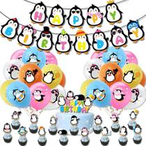Kit de balões Penguin Party 39 balões de látex com tampa de bolo