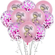 Kit de balões Pink Girl Latex de 12 cm com confete, 10 unidades Kit de balões Pink Girl Latex de 12 cm com confete, 10 unidades