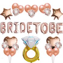 Kit de balões Rose Gold Bride To Be 23 unidades com balões de alumínio Kit de balões Rose Gold Bride To Be 23 unidades com balões de alumínio