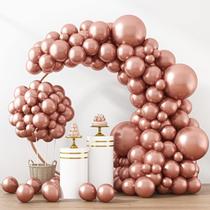 Kit de Balões RUBFAC Rose Gold - 129 Unidades para Decoração de Festa