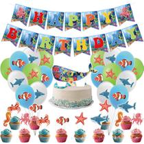 Kit de balões Sea World 32 balões de látex com bolo de banner Kit de balões Sea World 32 balões de látex com bolo de banner