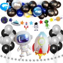 Kit de balões Spaceman Planet 50 unidades de Mylar com preto de 10-36 polegadas Kit de balões Spaceman Planet 50 unidades de Mylar com preto de 10-36 polegadas