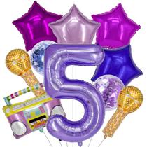 Kit de Balões ToonGlow Número 5 Roxo 40" para Festa K-pop Kit de Balões ToonGlow Número 5 Roxo 40" para Festa K-pop