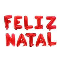 Kit De Balões Vermelhos Metalizados 37 Cm - Feliz Natal