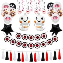 Kit de balões White Ghost Latex Foil Confetti 27 unidades