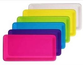 Kit de Bandeja Autoclavável Plástica Colorida C/ Glitter Pequena + Média (22,4 x 10,17 / 12,8 x 1,4 cm) - Lysanda