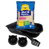 kit de Bandeja Para Gatos com 1 Pá 2 comedouros e 1 Granulado Jack Miau 1kg