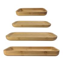 Kit De Bandejas Bambu 34cm 24cm 25cm Funda & Rasa Serve Tudo