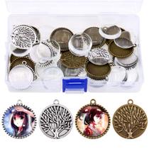 Kit de Bandejas para Colgantes Swpeet 40 piezas y 20 piezas ÁRBOL Redondas con Vidrio