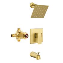 Kit de banheira de chuveiro esnbia com cabeça de chuveiro de chuva de 15 cm em ouro escovado Kit de banheira de chuveiro esnbia com cabeça de chuveiro de chuva de 15 cm em ouro escovado