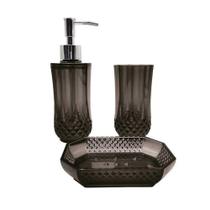 Kit de banheiro 3 peças acrílico transparente scarlet fumê - Maison Decor Kit de banheiro 3 peças acrílico transparente scarlet fumê - Maison Decor