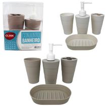 Kit De Banheiro 4Pc Porta Escovas/Copo/Saboneteira Dispenser