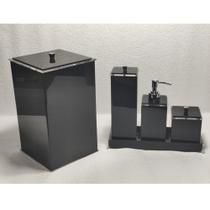 Kit de banheiro acrilico 4 peças com lixeira lançamento