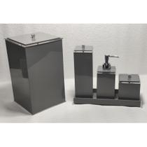 Kit de banheiro acrilico 4 peças com lixeira lançamento