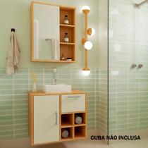 Kit de Banheiro com Gabinete Suspenso 68cm e Espelheira