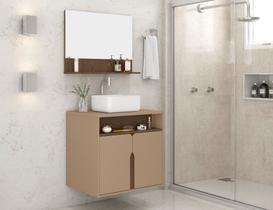 Kit De Banheiro Gabinete Com Espelheira Armário Organizador Cuba Suspenso Cristal - G2 Móveis