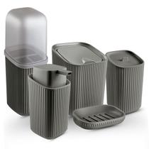 Kit de Banheiro Lavabo com 5 Itens Organizador Moderno Usual Kit de Banheiro Lavabo com 5 Itens Organizador Moderno Usual