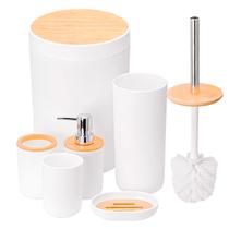 Kit De Banheiro Lavabo Com 6 Peças Bambu Moderno Elegante