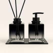 Kit De Banheiro Lavabo Luxo Cubo De Vidro Difusor + Sabonete + Bandeja Kit De Banheiro Lavabo Luxo Cubo De Vidro Difusor + Sabonete + Bandeja