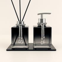 Kit De Banheiro Lavabo Luxo Cubo De Vidro Difusor + Sabonete + Bandeja Kit De Banheiro Lavabo Luxo Cubo De Vidro Difusor + Sabonete + Bandeja