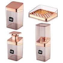 Kit De Banheiro Lavabo Pia 4 Peças Slim Metalizado Kit De Banheiro Lavabo Pia 4 Peças Slim Metalizado