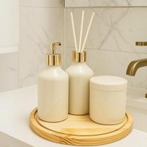 Kit de Banheiro Lavabo Porcelana Luxo Difusor Dispenser Sabonete Liquido Bandeja Decoração Kit de Banheiro Lavabo Porcelana Luxo Difusor Dispenser Sabonete Liquido Bandeja Decoração