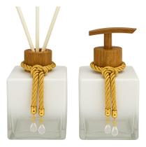 Kit De Banheiro Lavabo Sabonete Liquido + Difusor Cubo 250ml Vidro Luxo