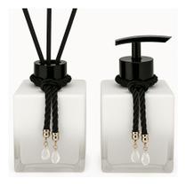 Kit De Banheiro Lavabo Sabonete Liquido + Difusor Cubo 250ml Vidro Luxo