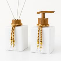 Kit De Banheiro Lavabo Sabonete Liquido + Difusor Cubo 250ml Vidro Luxo